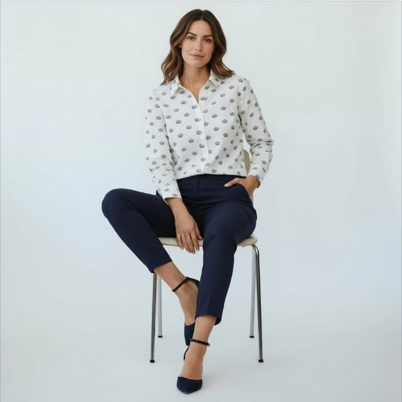 Talbots Tops - TALBOTS CLASSIC CROWN POPLIN BUTTON FRONT SHIRT - SIZE PL